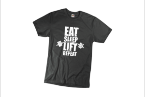 Eat sleep lift repea vicces férfi póló termék minta