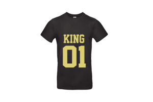 King 01 póló férfi sárga fekete alapon minta