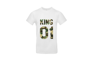 King 01 póló férfi terep fehér alapon minta