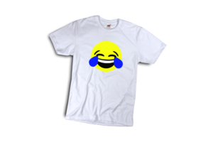 Nevető emoji férfi fehér póló minta termék kép
