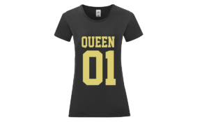 Queen 01 póló női sárga fekete alapon minta