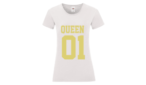 Queen 01 póló női sárga fehér alapon minta