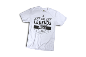 The legend sare born in June szülinapi férfi fekete póló minta termék kép