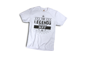 The legend sare born in May szülinapi férfi fekete póló minta termék kép