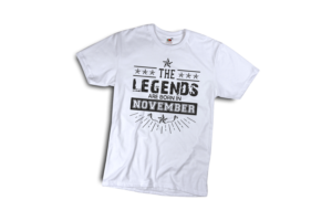 The legend sare born in November szülinapi férfi fekete póló minta termék kép